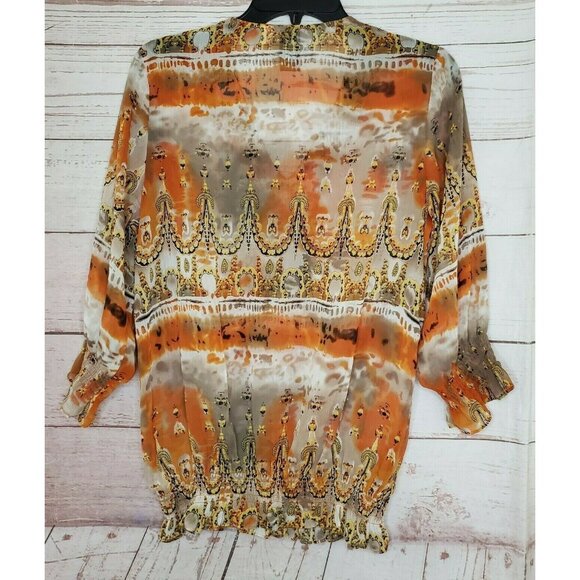 M By Marc bouwer Light Wear See Through Gem Laced Collar Elegant Decorative Top - Picture 8 of 12